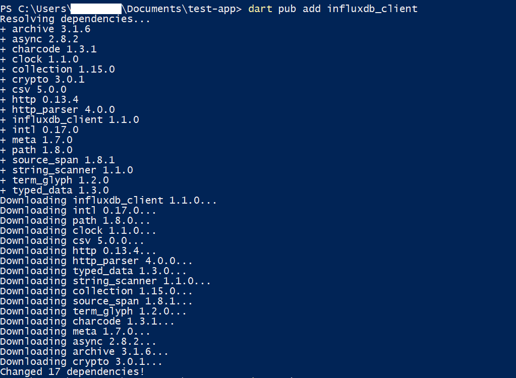 InfluxDB client installation