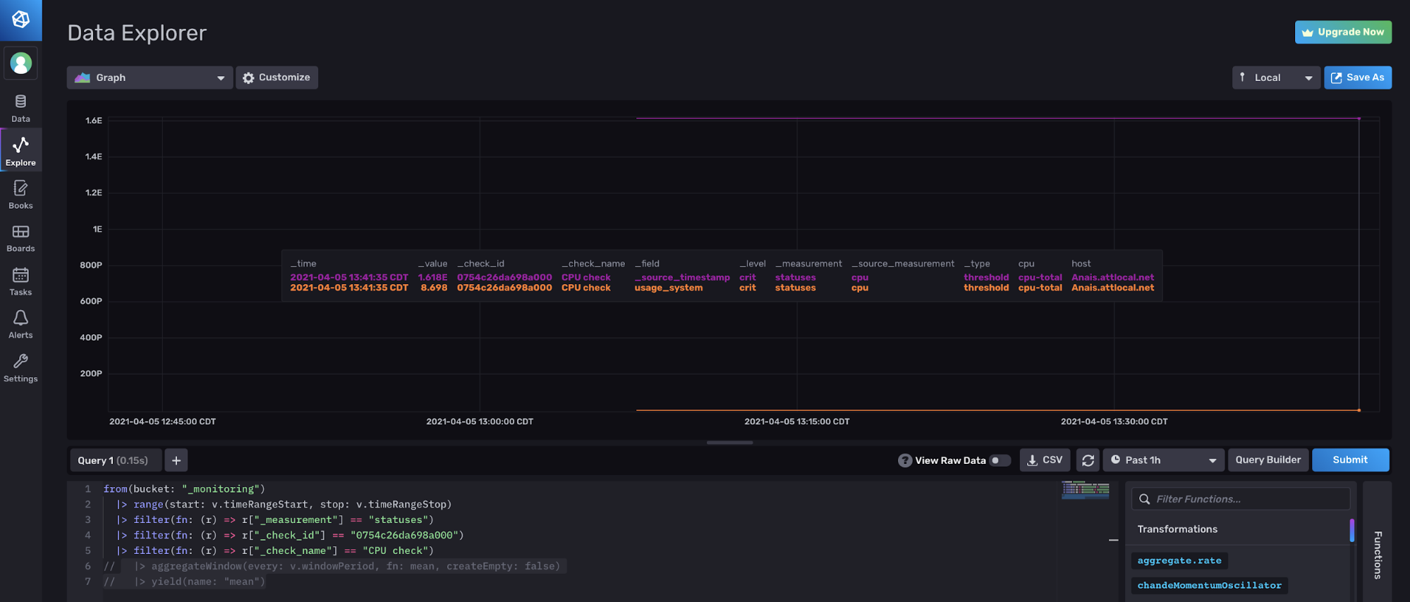 data explorer- error message