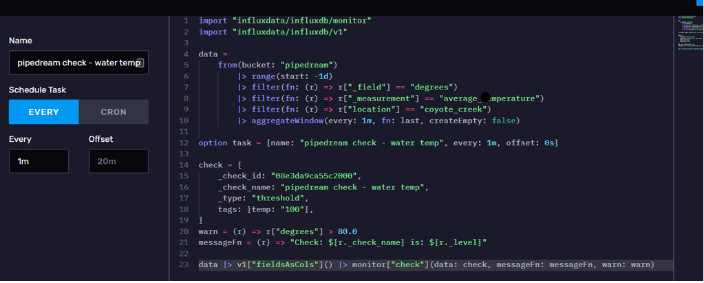 InfluxDB checks - customize Flux script