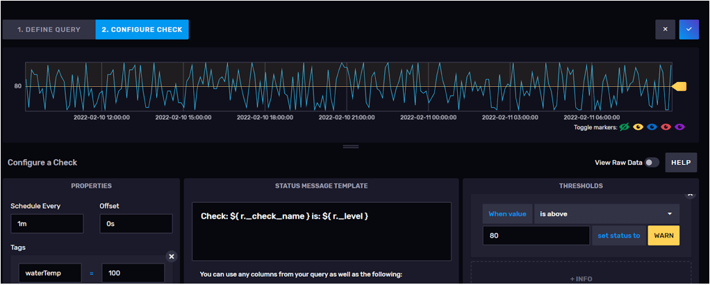 InfluxDB - further configure your check