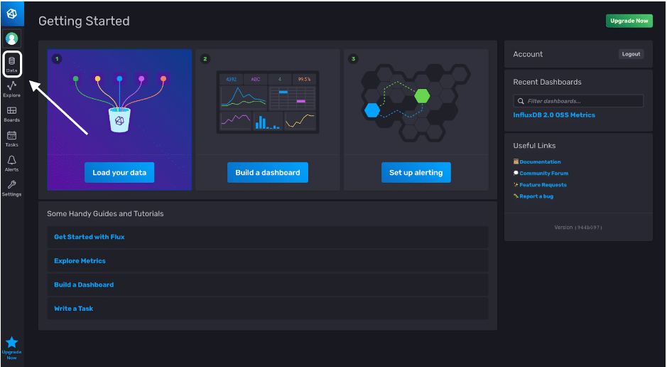 influxdb v2 landing page