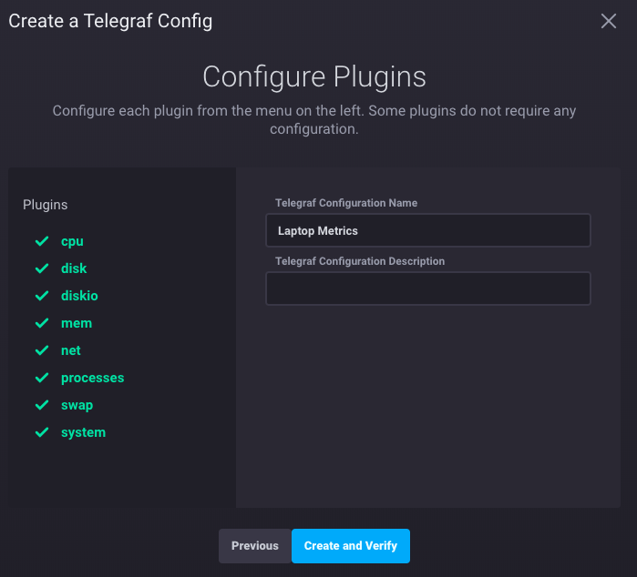 Telegraf configure plugins